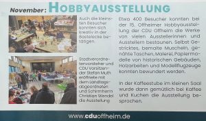 Ausstellung Nov 2024 Hobbyausstellung Buergerhaus Offheim