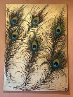 Bianca Thorn - Kunst und Malerei in Holzappel 130 Pfauenfedern auf Gold