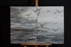 1 m x 70 cm Vögel überm Meer